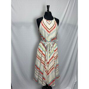 NWT, Linen, Multi-Colored, Striped Midi Dress